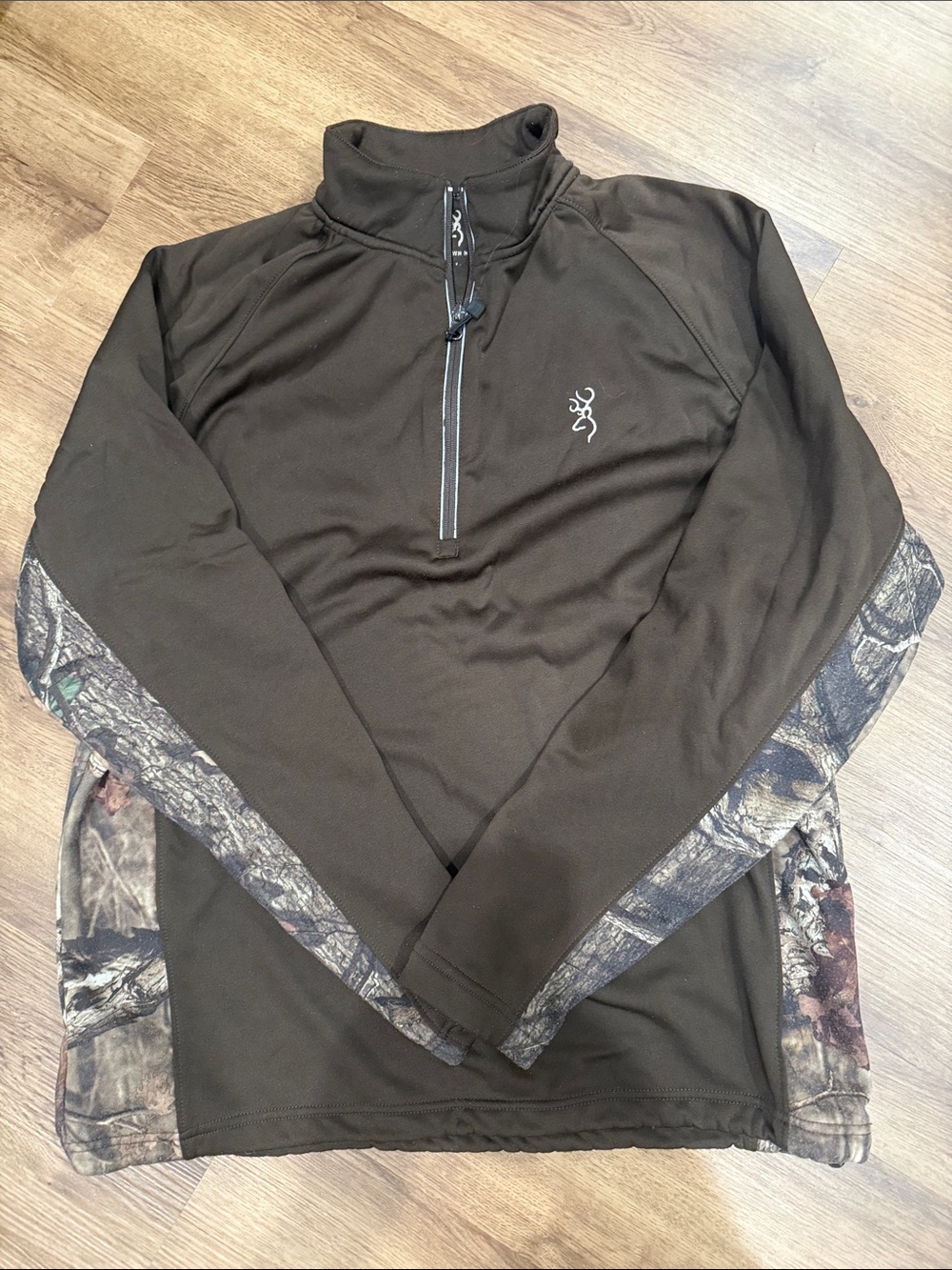 Browning Men's Brown 1/4 Zip Pullover with Camo Accents